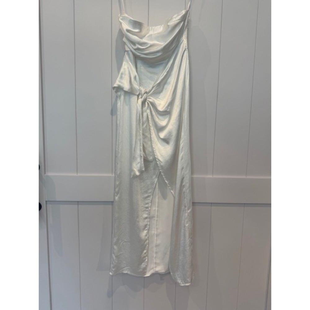 Selfie‎ Leslie White Strapless Maxi Dress Tie Front Formal Cocktail Party